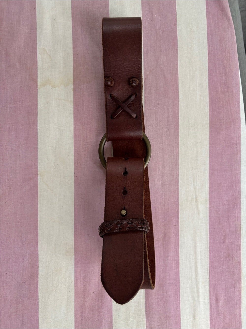 Ralph Lauren Denim & Supply Leather Belt with Antique Brass Ring